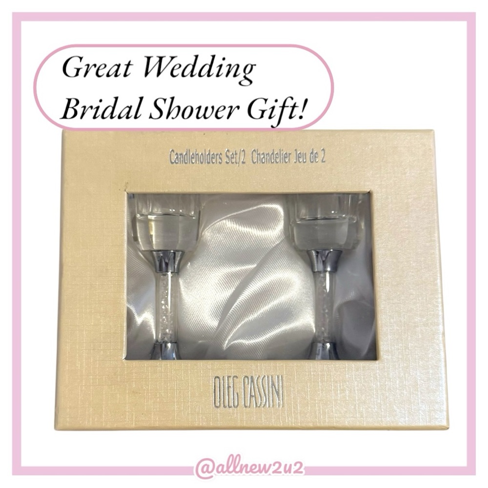 Oleg Cassini Elegant Crystal Glitter Candle Holders - Picture 5 of 10